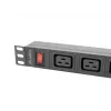 LANBERG Rack PDU 19 collas 1U 16A 2m 4x C19 6x C13 C20 Melns