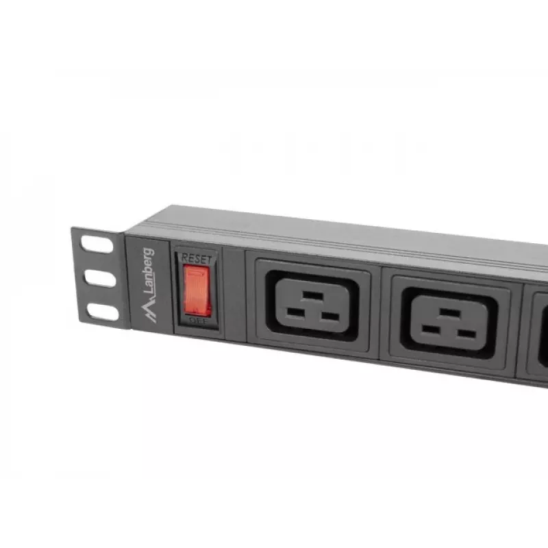 LANBERG Rack PDU 19 collas 1U 16A 2m 4x C19 6x C13 C20 Melns