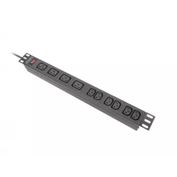 LANBERG Rack PDU 19 collas 1U 16A 2m 4x C19 6x C13 C20 Melns