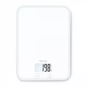 Beurer KS 19 Pure White digitālie virtuves svari ar sensoru skārienpogām, 5 kg ietilpība, 1 g gradācija, taras funkcija, LCD displejs