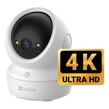 EZVIZ H6c G1 4K sfēriskā IP drošības kamera iekštelpām, 4K UHD, 3840x2160, Wi-Fi, Ethernet, nakts redzamība, divvirzienu audio, AI noteikšana, griestu/sienas/galda stiprinājums
