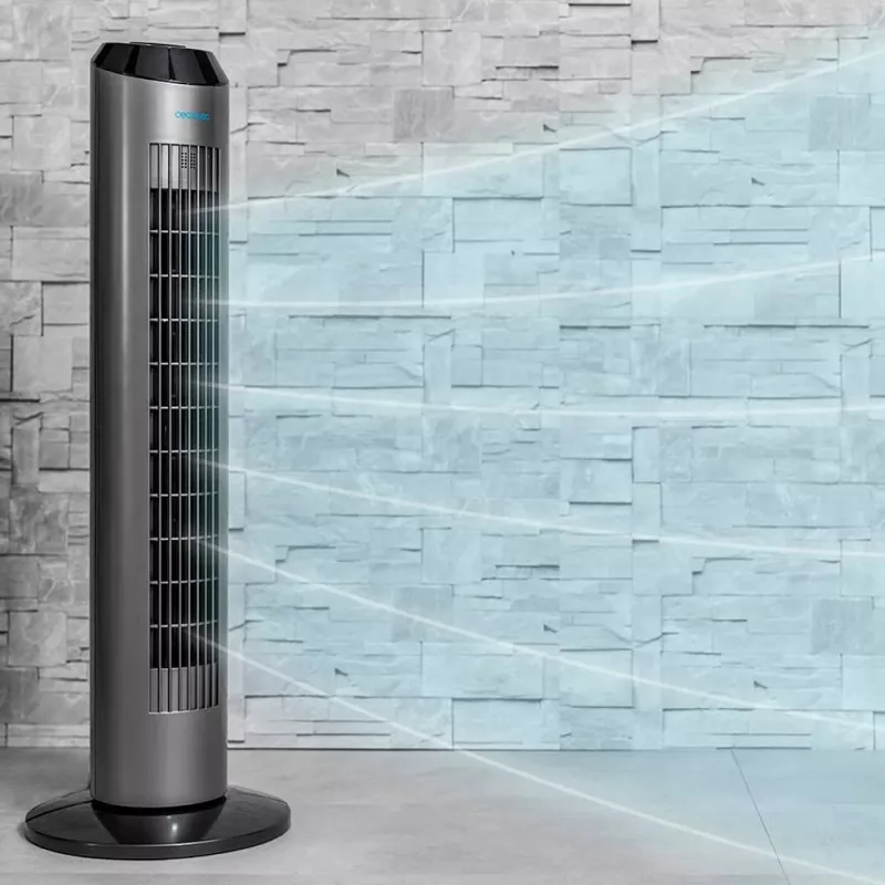 Cecotec EnergySilence 8190 Skyline Ionic Tower Fan, Stand Fan, 60 W, 29 cm, 3 ātrumi, Svārstības, Taimeris, Tālvadības pults, Pelēks