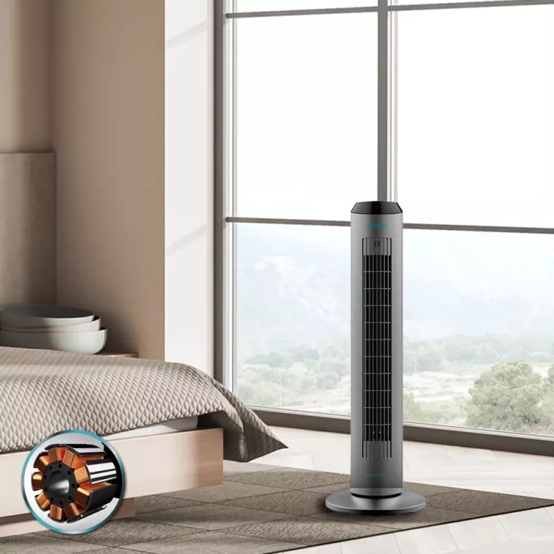 Cecotec EnergySilence 8190 Skyline Ionic Tower Fan, Stand Fan, 60 W, 29 cm, 3 ātrumi, Svārstības, Taimeris, Tālvadības pults, Pelēks