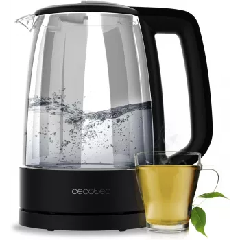 Cecotec ThermoSense 320 Clear elektriskā tējkanna 2200 W 1,7 L stikla melna/caurspīdīga