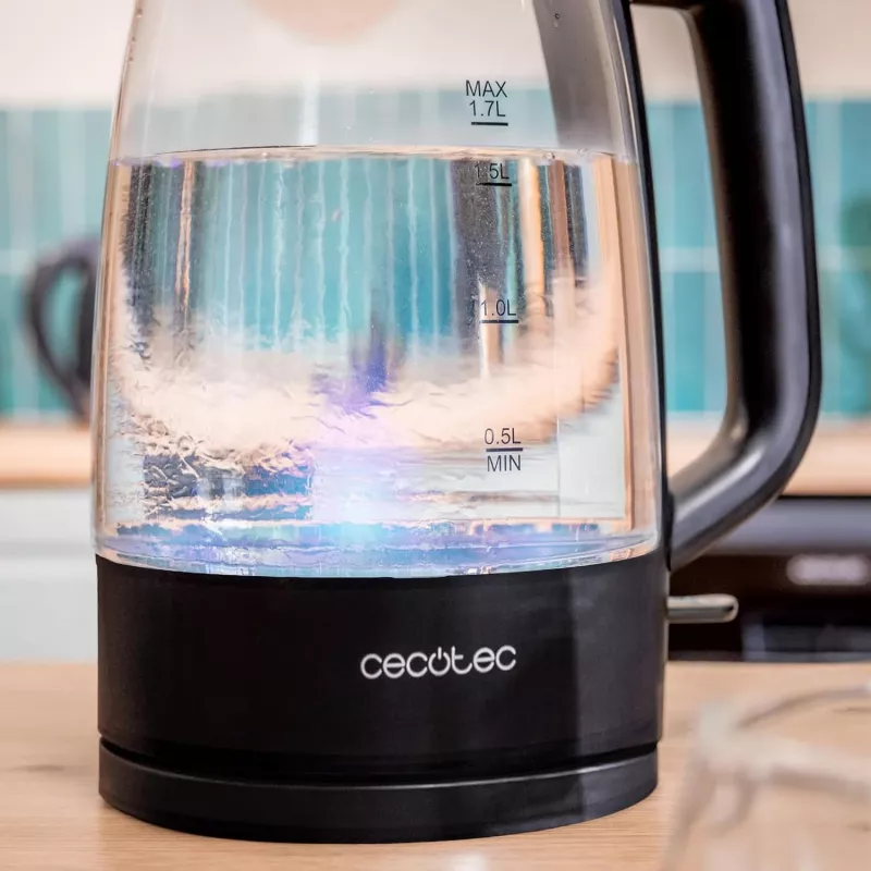Cecotec ThermoSense 320 Clear elektriskā tējkanna 2200 W 1,7 L stikla melna/caurspīdīga