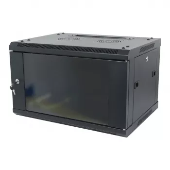 ALLNET 19 collu sienas skapis 18U 1-daļas dziļums 450mm Melns SMA sērijas plakanpakas