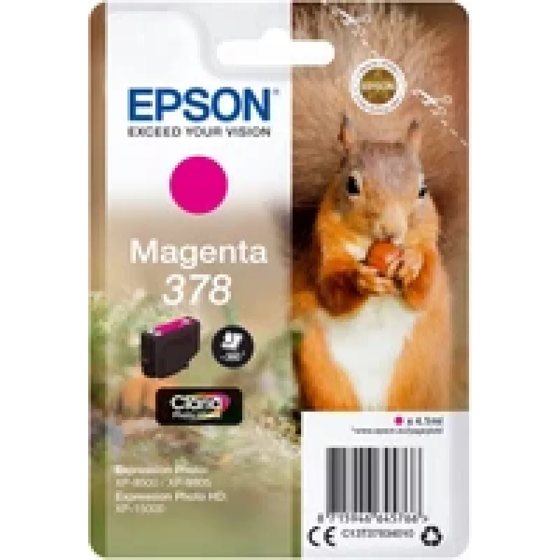 Epson 378 Original Magenta Ink Cartridge (4.1 ml) - Blister with RF/Acoustic Alarm - for Expression Photo XP-8500 Series