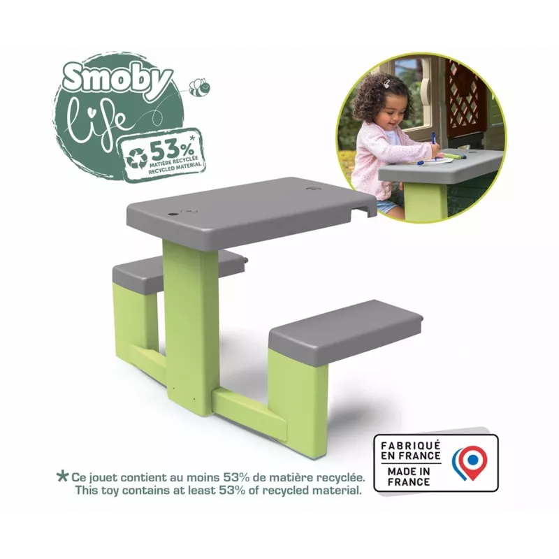 SMOBY Life Bērnu piknika galds Zaļš/Pelēks