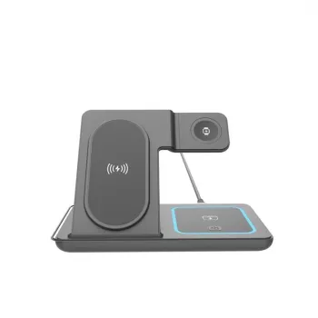 Gembird TA-WPC31S-01-BK 3-in-1 Salokāms Bezvadu Lādētāja Statīvs, 15W, Samsung Watch, Melns