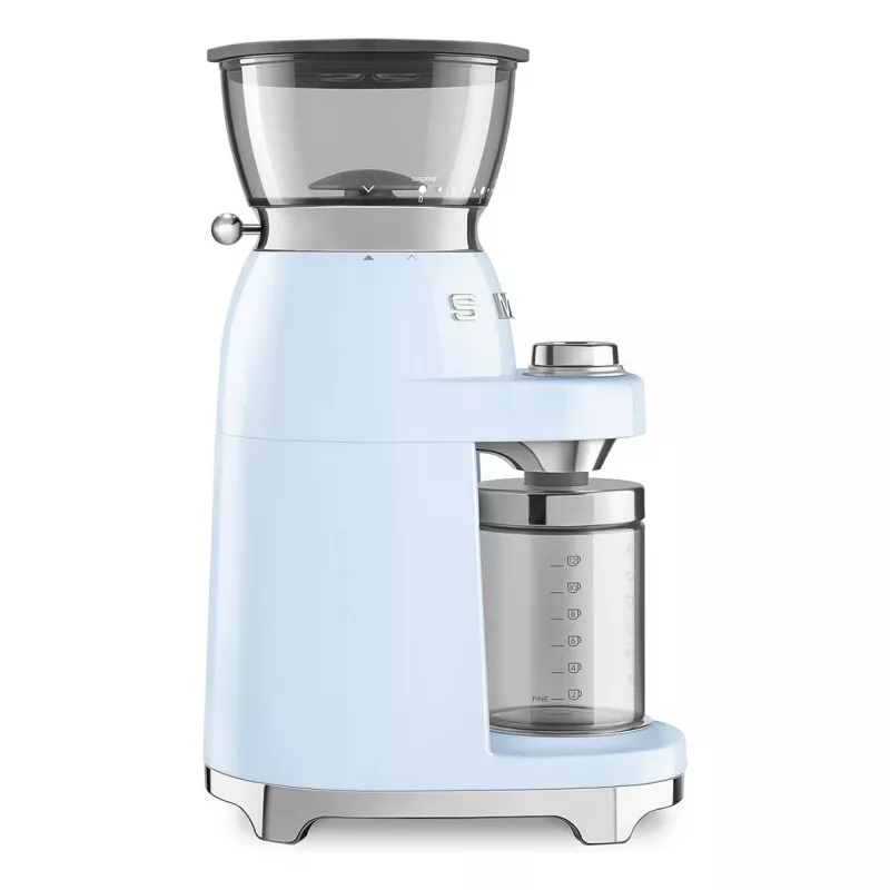Smeg CGF03PBEU kafijas dzirnaviņas, 15 malšanas iestatījumi, 240 g pupiņu ietilpība, 150 W, pasteļzila