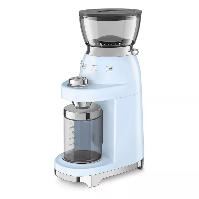 Smeg CGF03PBEU kafijas dzirnaviņas, 15 malšanas iestatījumi, 240 g pupiņu ietilpība, 150 W, pasteļzila
