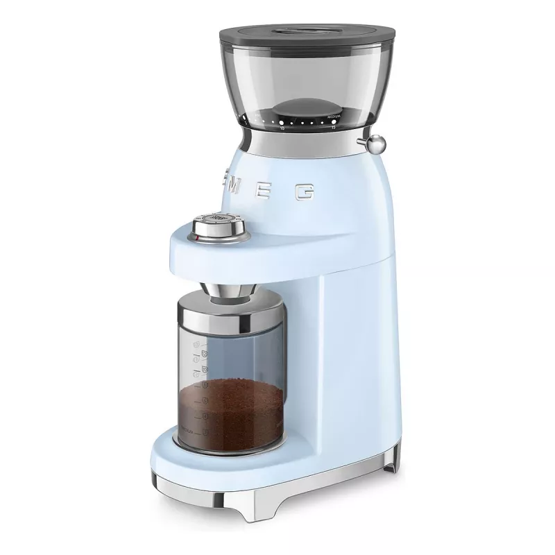 Smeg CGF03PBEU kafijas dzirnaviņas, 15 malšanas iestatījumi, 240 g pupiņu ietilpība, 150 W, pasteļzila