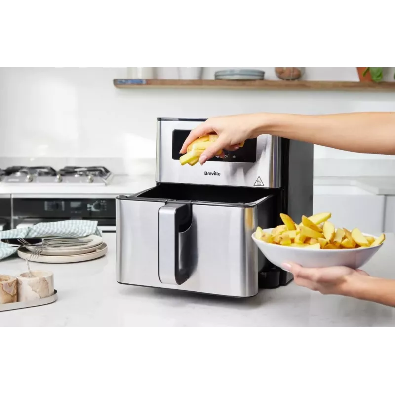 Breville VDF131X Bezeļļas gaisa fritieris, 1,25 kg, 1400 W, Melns/Sudrabs