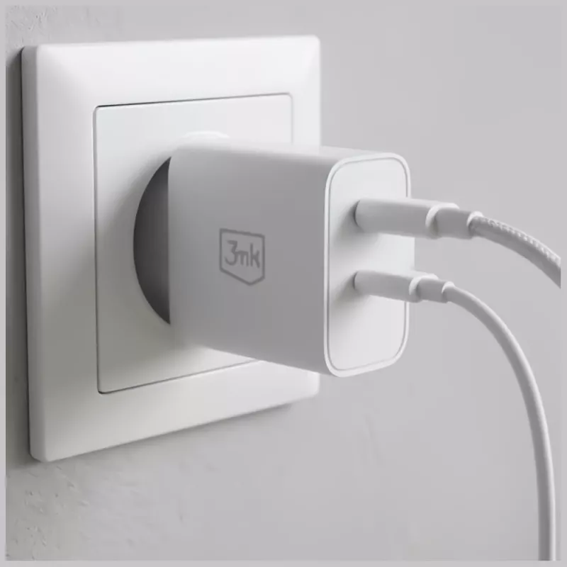 3MK FlowPower 45W PD 3.0 QC4+ GaN lādētājs balts