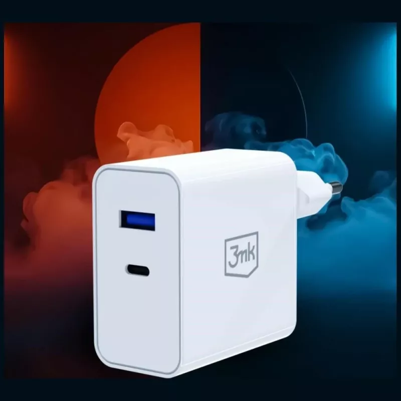 3MK FlowPower 45W PD 3.0 QC4+ GaN lādētājs balts