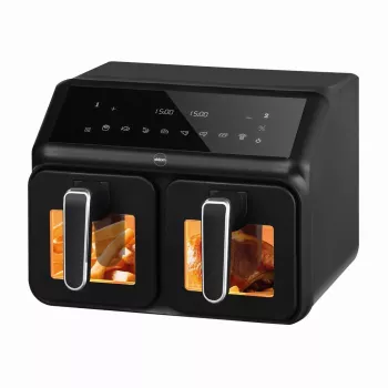 ELDOM FR210 DualCrisp dubultā gaisa fritētava, 2200 W, 8 L tilpums, LED displejs, melna