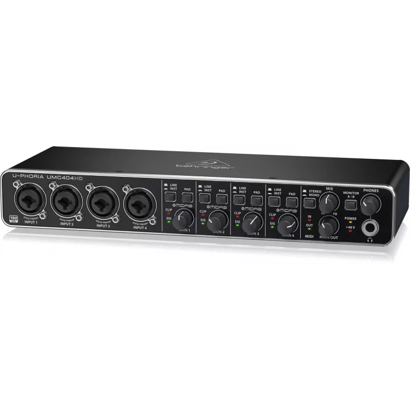 Behringer UMC404HD USB Audio Interface 4x4 24-bit/192 kHz ar MIDAS priekšpastiprinātājiem