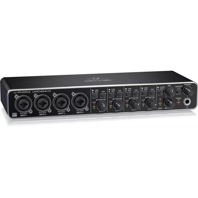 Behringer UMC404HD USB Audio Interface 4x4 24-bit/192 kHz ar MIDAS priekšpastiprinātājiem