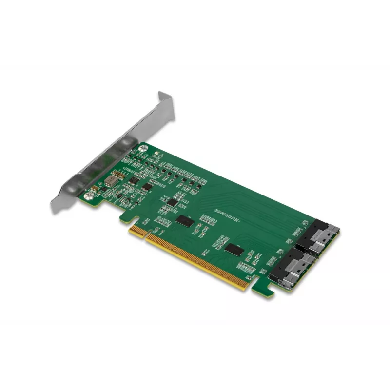 ICY DOCK EXLink MB308A PCIe 4.0 x16 NVMe adaptera karte ar 2 x SlimSAS 8i (SFF-8654) savienotājiem un redriveru
