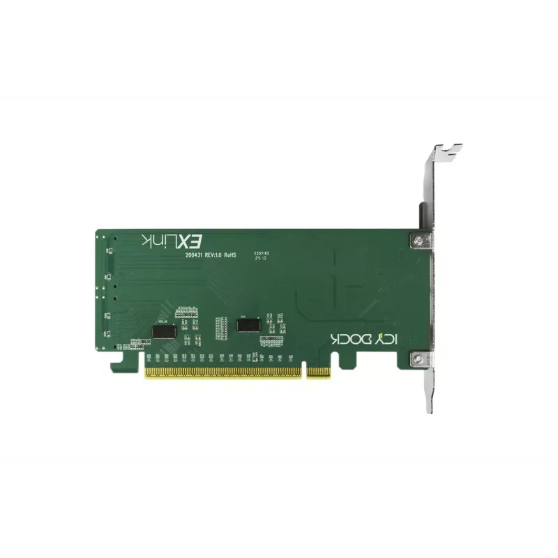 ICY DOCK EXLink MB308A PCIe 4.0 x16 NVMe adaptera karte ar 2 x SlimSAS 8i (SFF-8654) savienotājiem un redriveru