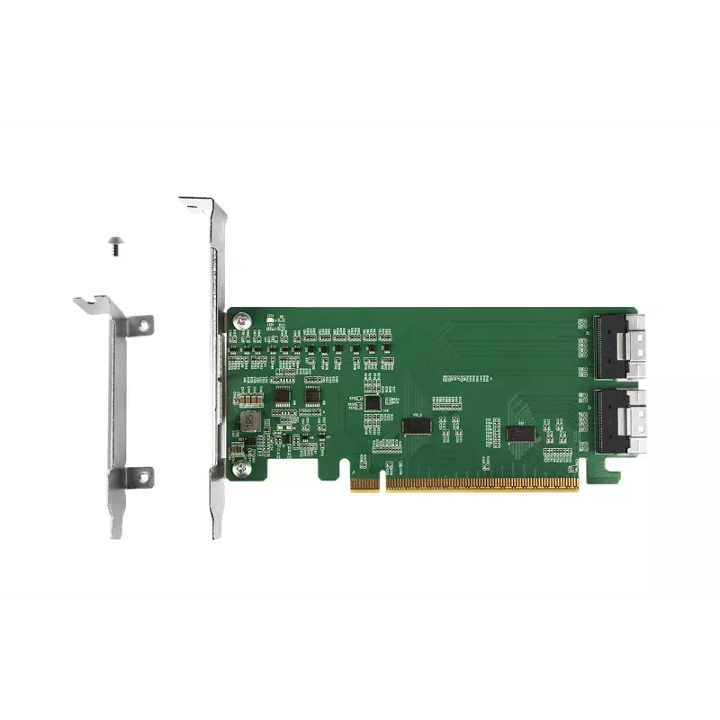 ICY DOCK EXLink MB308A PCIe 4.0 x16 NVMe adaptera karte ar 2 x SlimSAS 8i (SFF-8654) savienotājiem un redriveru