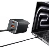 USAMS JC Series CC266 65W GaN ātrais lādētājs ar iebūvētu USB-C kabeli, melns