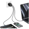 USAMS JC Series CC266 65W GaN ātrais lādētājs ar iebūvētu USB-C kabeli, melns