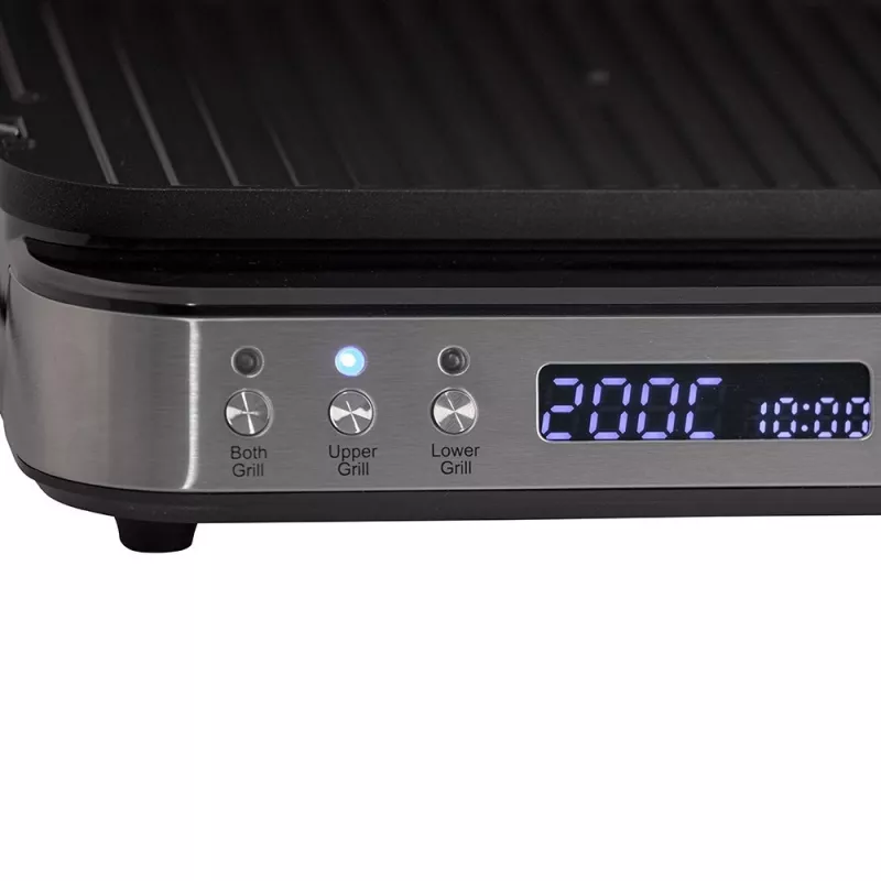 ELDOM GK200 GRILO Kontaktgrils 2000W Regulējams Termostats Nelīpošas Plāksnes Melns/Sudrabs