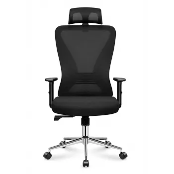 MARK ADLER MA-Manager 3.5 Melns Executive biroja krēsls ar galvas balstu, eko-āda, hromēta pamatne