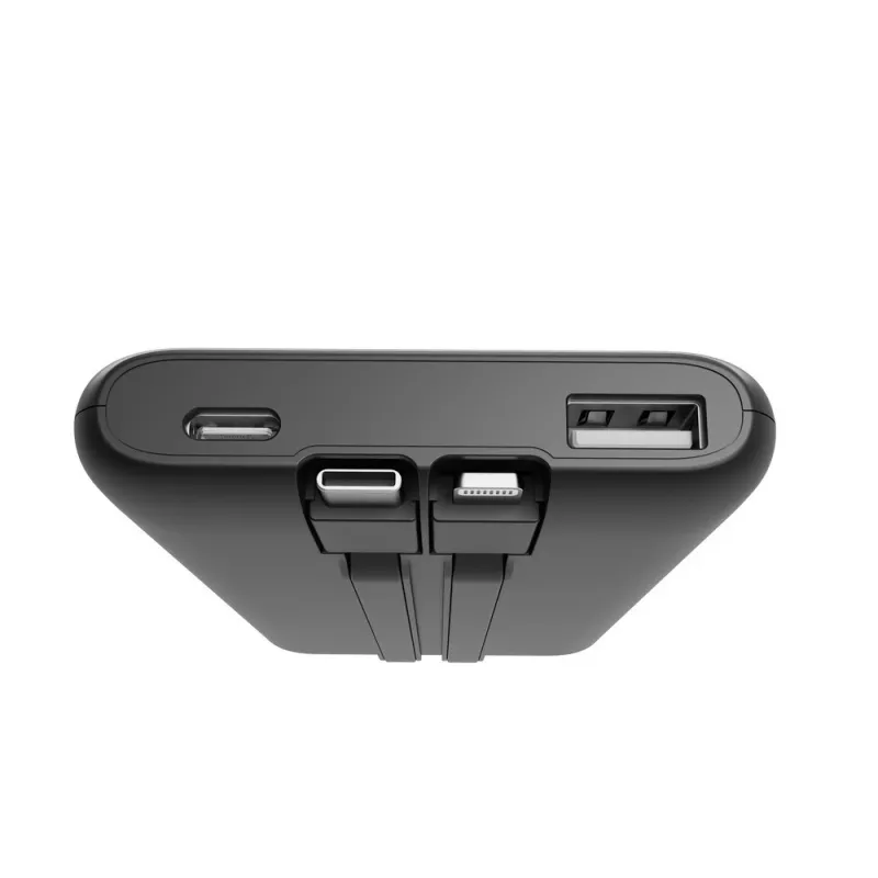Gembird PB10-PD20-LCD-01 Fast Charging Power Bank ar integrētiem kabeļiem, 20W, 10000 mAh, melns