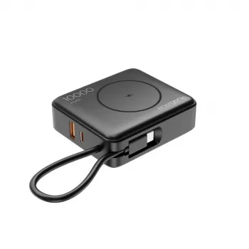 Gembird PB10-WPC15-LCD-01 Ātrās uzlādes Power Bank ar bezvadu lādētāju, 20W, 10000 mAh, Melns