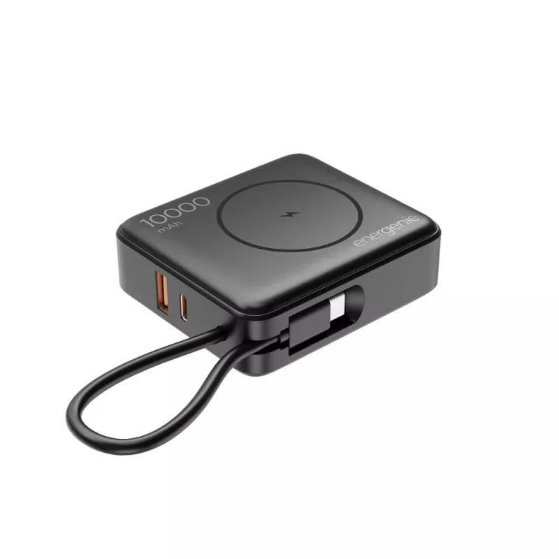 Gembird PB10-WPC15-LCD-01 Ātrās uzlādes Power Bank ar bezvadu lādētāju, 20W, 10000 mAh, Melns