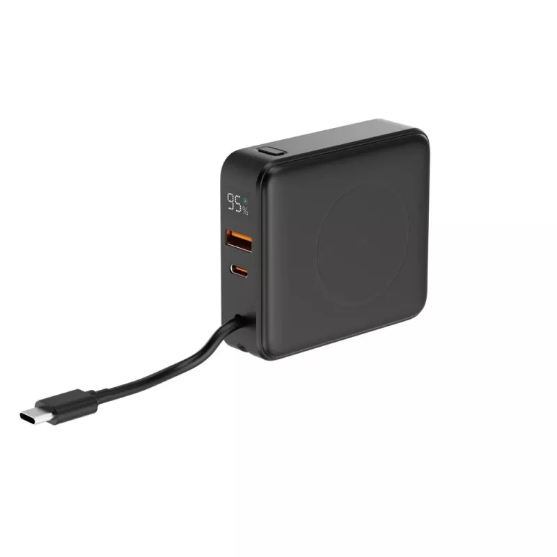 Gembird PB10-WPC15-LCD-01 Ātrās uzlādes Power Bank ar bezvadu lādētāju, 20W, 10000 mAh, Melns