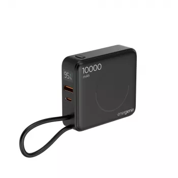 Gembird PB10-WPC15-LCD-01 Ātrās uzlādes Power Bank ar bezvadu lādētāju, 20W, 10000 mAh, Melns