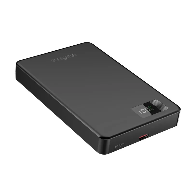 Gembird PB10-WPC15M-LCD-01 Magnētiskais bezvadu barošanas bloks ar LCD, 15W, 10000 mAh, Melns