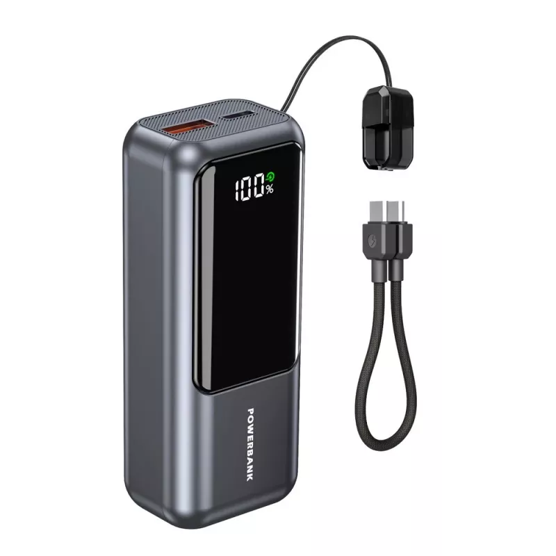 Gembird PB10-PD20-LCD-02 Kompakts ātrās uzlādes power bank ar LCD displeju, 20W, 10000 mAh, Space Grey
