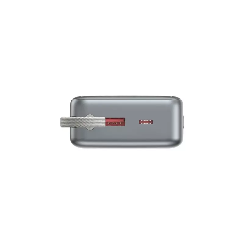 Gembird PB20-PD65-LCD-01 Fast Charging Power Bank ar integrētiem kabeļiem, 65W, 20000 mAh, Melns