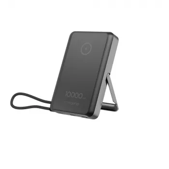Gembird PB10-WPC15MS-01 Magnētiskais bezvadu barošanas bloks ar integrētu statīvu, 15W, 10000 mAh, Melns