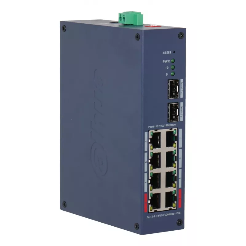 DAHUA CHS4210-8GT-110 Pārvaldāms L2 slēdzis, 8x Gigabit PoE+ porti, 110W PoE budžets