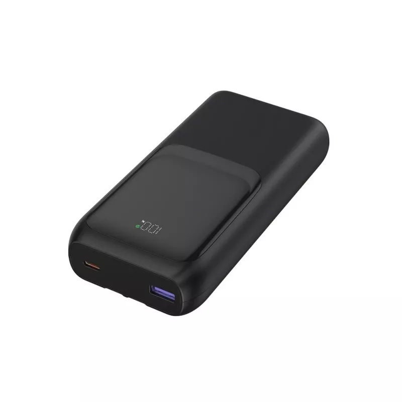 Gembird PB20-PD20-LCD-01 Ātrās uzlādes Power Bank ar integrētiem kabeļiem, 20W, 20000 mAh, Melns