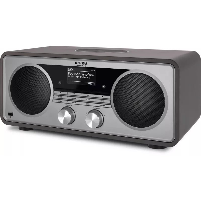 TechniSat DIGITRADIO 602 DAB+/FM/Internet Radio ar Bluetooth, CD atskaņotāju un Qi bezvadu uzlādi - Antracīts/Sudrabs