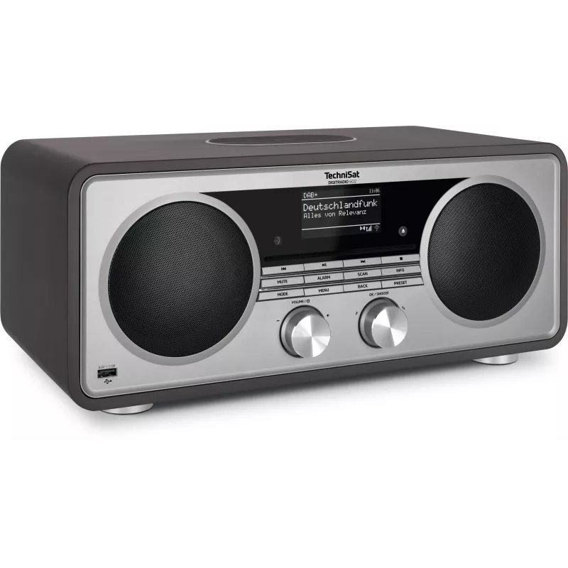 TechniSat DIGITRADIO 602 DAB+/FM/Internet Radio ar Bluetooth, CD atskaņotāju un Qi bezvadu uzlādi - Antracīts/Sudrabs