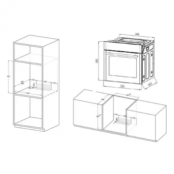 MPM-63-BO-30 Iebūvējamā elektriskā cepeškrāsns melna, 67L, 9 funkcijas, A energoklase