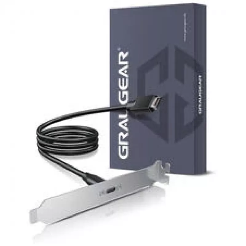 GRAUGEAR G-ETC-20G-B High-Speed USB-C Port Retrofit Kit ar PCI slota kronšteinu, 0,5 m, melns