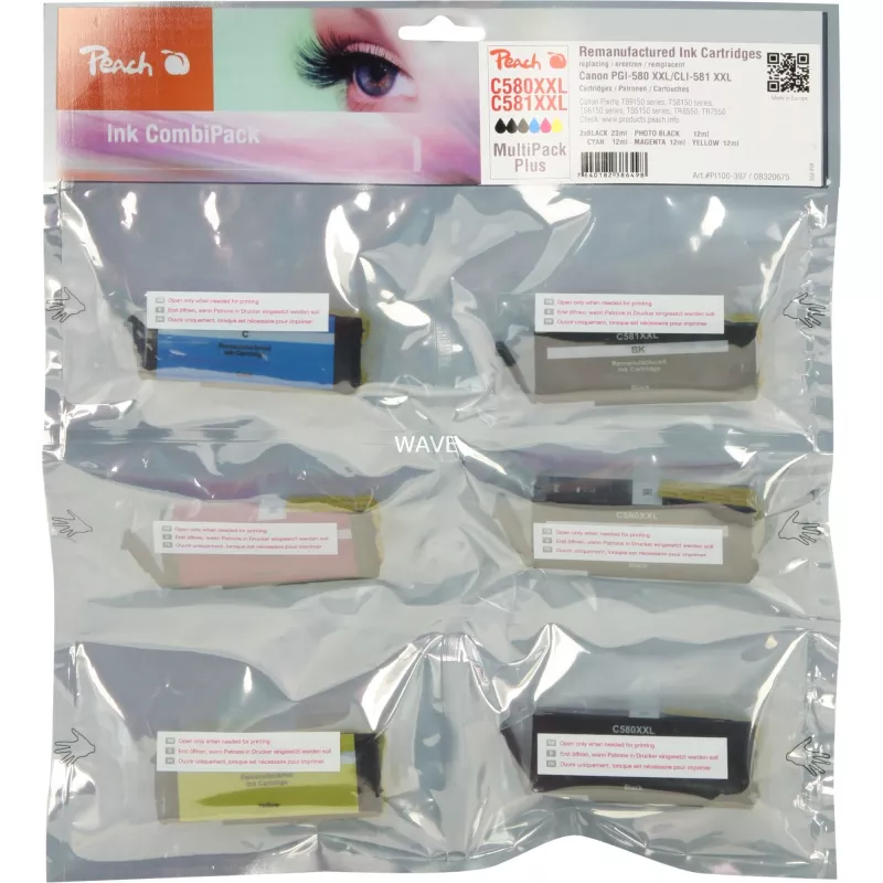 Peach Ink Save Pack Plus PI100-397 Saderīgs ar Canon PGI-580XXL CLI-581XXL Multipack 6 Kasetnes