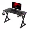 HUZARO Hero 2.3 RGB Gaming Desk - 1200x600mm, Melns, Carbon Flex, RGB LED, Fiksēts augstums