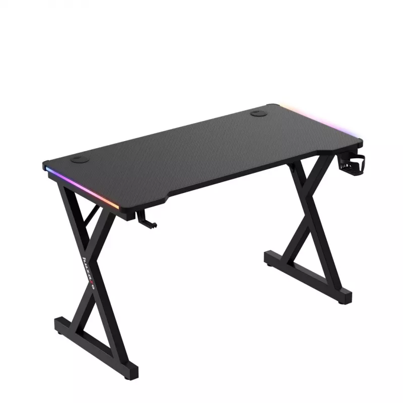 HUZARO Hero 2.3 RGB Gaming Desk - 1200x600mm, Melns, Carbon Flex, RGB LED, Fiksēts augstums