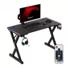 HUZARO Hero 2.3 RGB Gaming Desk - 1200x600mm, Melns, Carbon Flex, RGB LED, Fiksēts augstums
