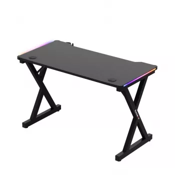 HUZARO Hero 2.3 RGB Gaming Desk - 1200x600mm, Melns, Carbon Flex, RGB LED, Fiksēts augstums