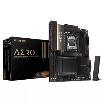 Gigabyte X870E AERO X3D DARK WOOD mātesplate - Atbalsta AMD Ryzen 9000 CPU, 16+2+2 fāžu digitālais VRM, līdz 9000 MHz DDR5 (OC), 2x PCIe 5.0 + 2x PCIe 4.0, Wi-Fi 7, 5GbE LAN, USB 4
